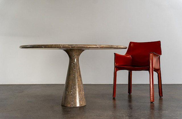 Angelo Mangiarotti – „M1“ Esstisch aus grau-braunem Marmor