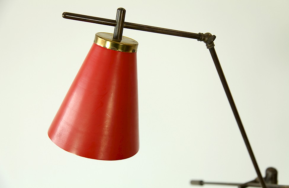 Mid Century Modern Three coloured Italian Floor Lamp with Brass 1950 - Made in Italy_2