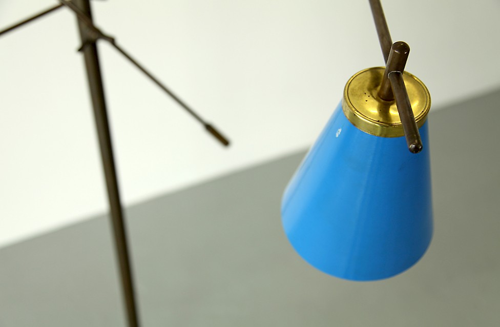 Mid Century Modern Three coloured Italian Floor Lamp with Brass 1950 - Made in Italy_4