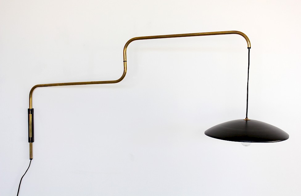 Mid Century Modern Brass Wall Lamp with Swivel Arm 1950s - Made in Italy_3