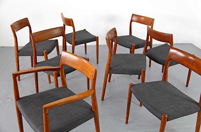 Set of eight Chairs by Niels O. Moeller Mod 77 and 57