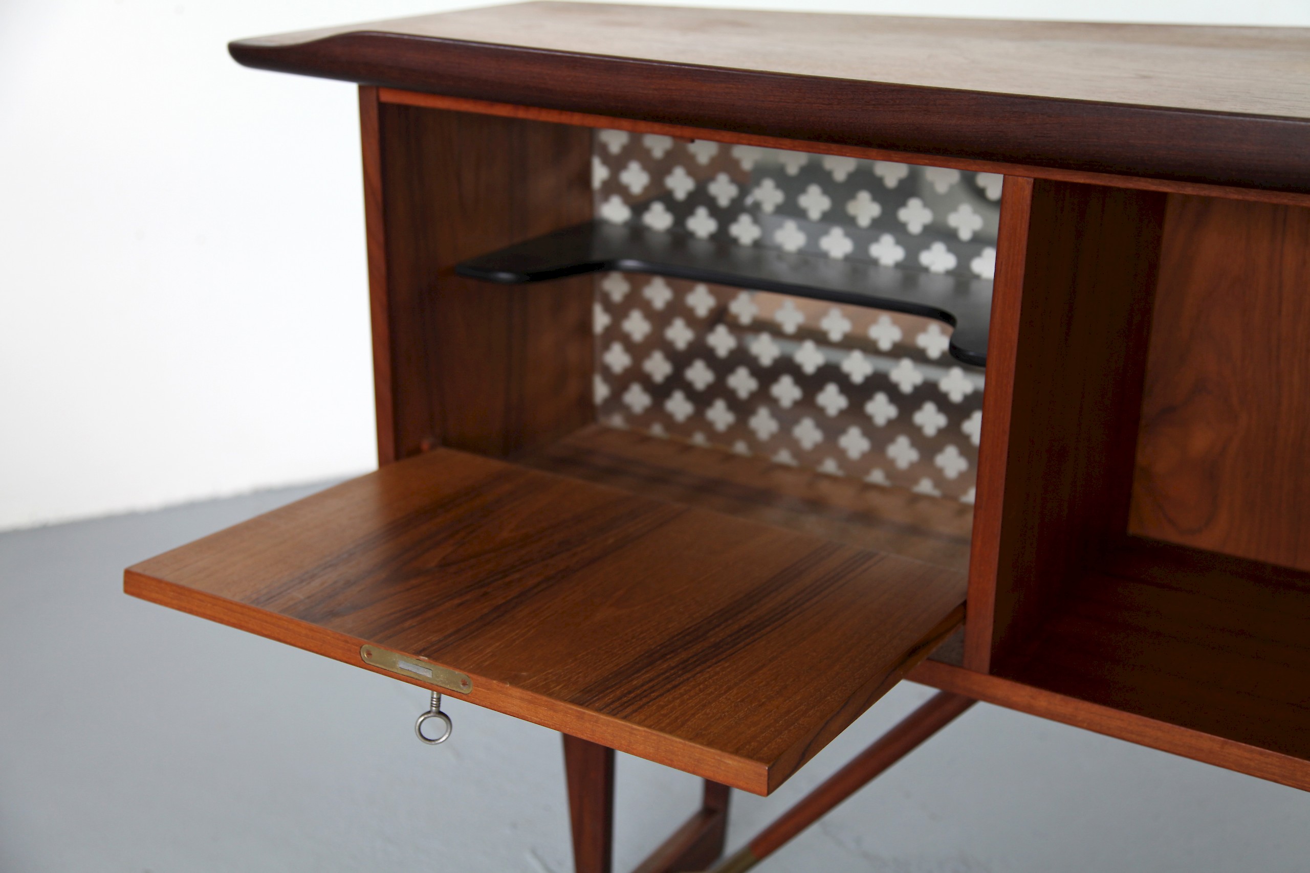 Danish Modern Freestanding Teak Writing Desk by Peter Løvig - Made in Denmark_11