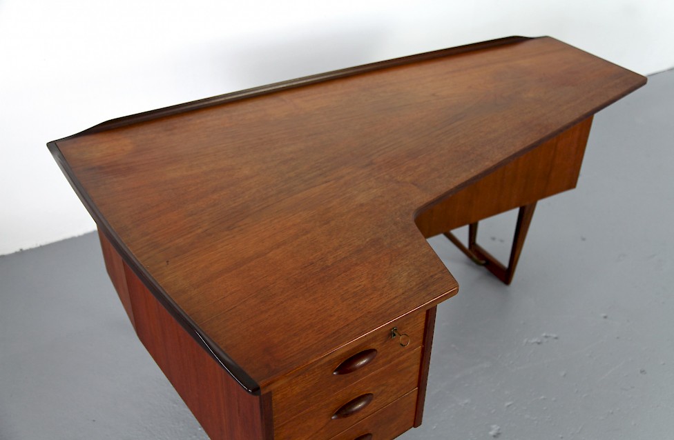 Danish Modern Freestanding Teak Writing Desk by Peter Løvig - Made in Denmark_3