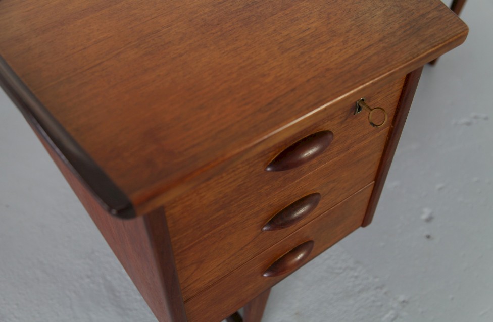 Danish Modern Freestanding Teak Writing Desk by Peter Løvig - Made in Denmark_4