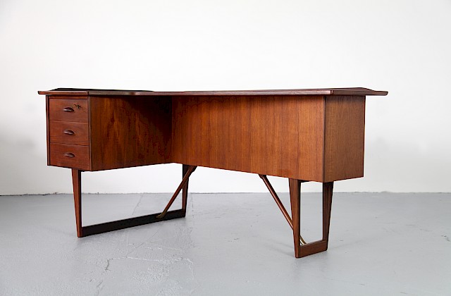 Danish Modern Freestanding Teak Writing Desk by Peter Løvig - Made in Denmark_Gallery