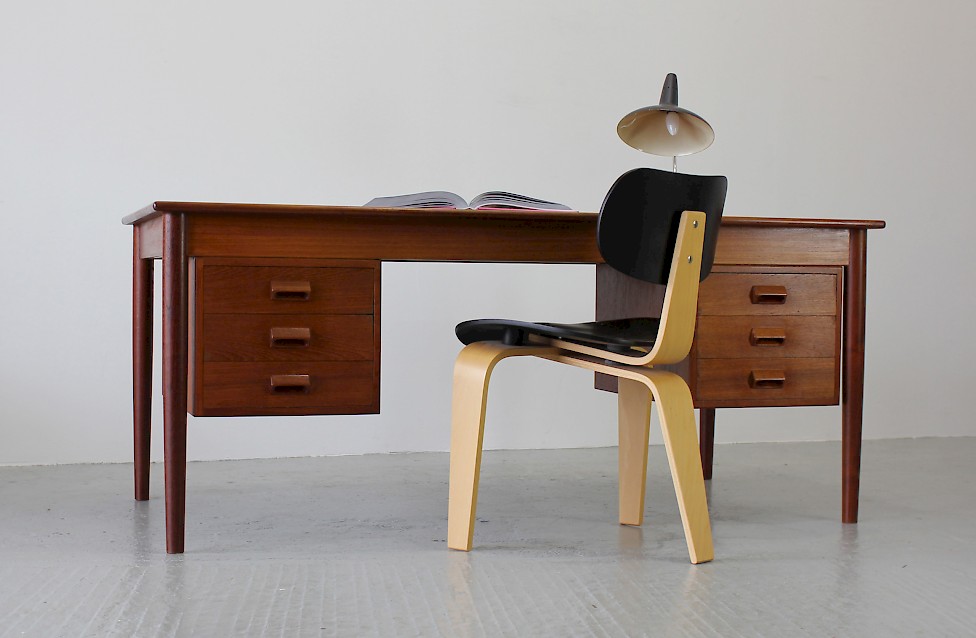 Danish Modern Teak and Oak Writing Desk by Børge Mogensen for Søborg 1952 - Made in Denmark_Gallery