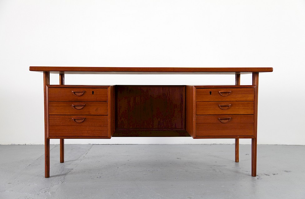 Danish Modern Teak Writing Desk by Kai Kristiansen for Feldballes Mobelfabrik 1958 - Made in Denmark_1