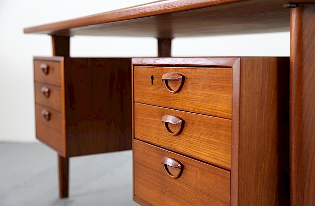 Danish Modern Teak Writing Desk by Kai Kristiansen for Feldballes Mobelfabrik 1958 - Made in Denmark_Gallery