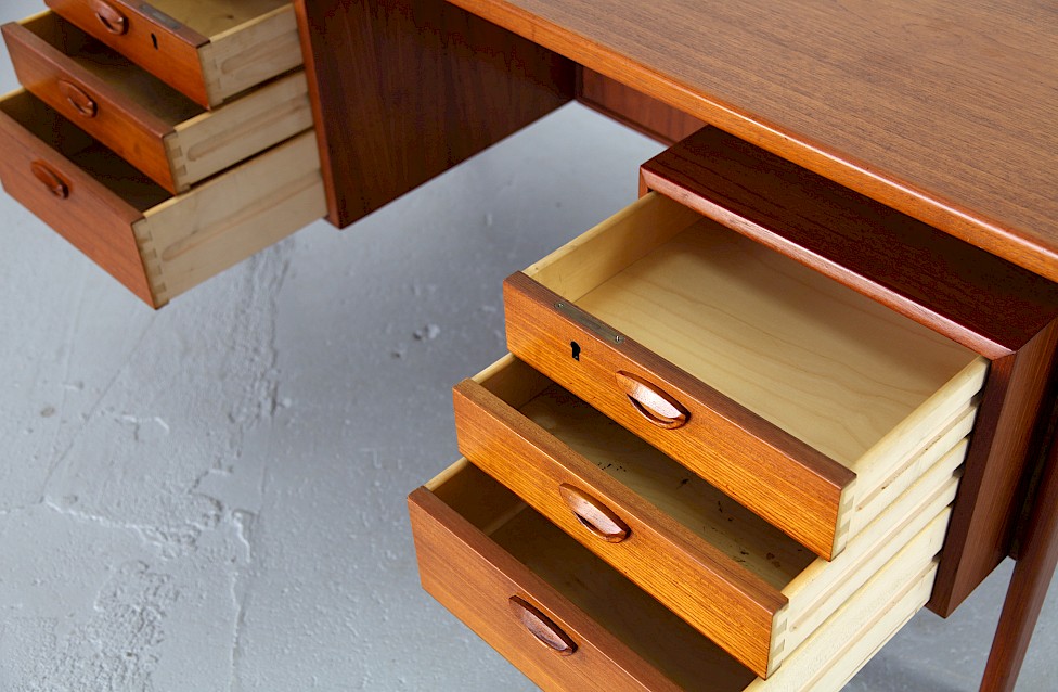 Danish Modern Teak Writing Desk by Kai Kristiansen for Feldballes Mobelfabrik 1958 - Made in Denmark_7