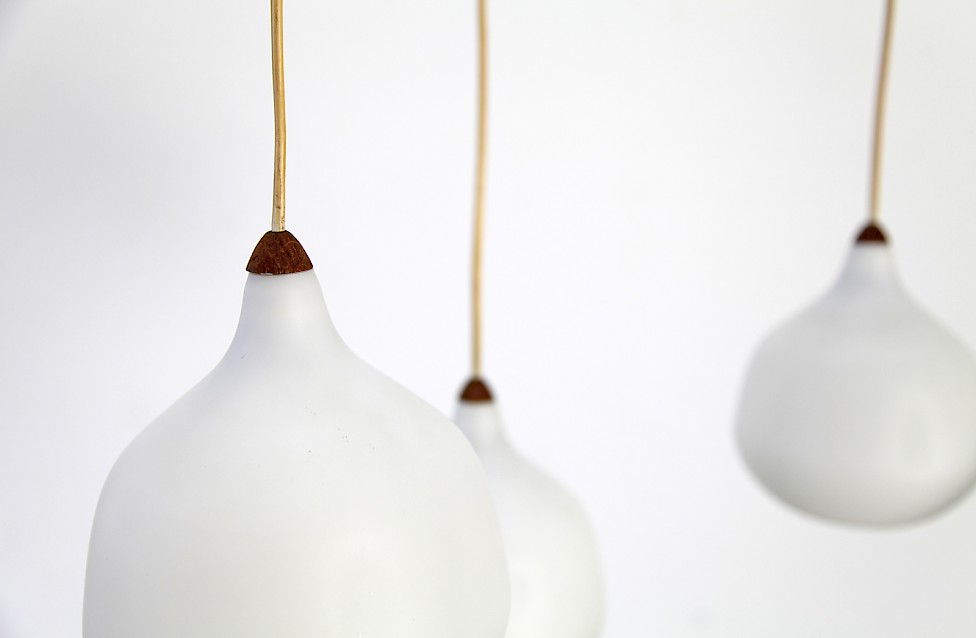 Danish Modern Teak and Glass Ceiling Lamp by Östen Kristiansson for Luxus - Made in Denmark_3