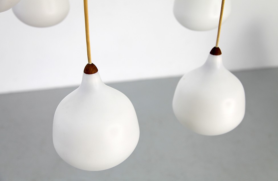 Danish Modern Teak and Glass Ceiling Lamp by Östen Kristiansson for Luxus - Made in Denmark_6