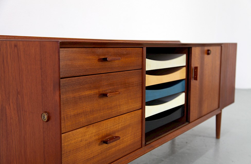 Danish Modern Teak Sideboard Model 211 with colored drawers by Arne Vodder for Sibast_ Denmark_Gallery