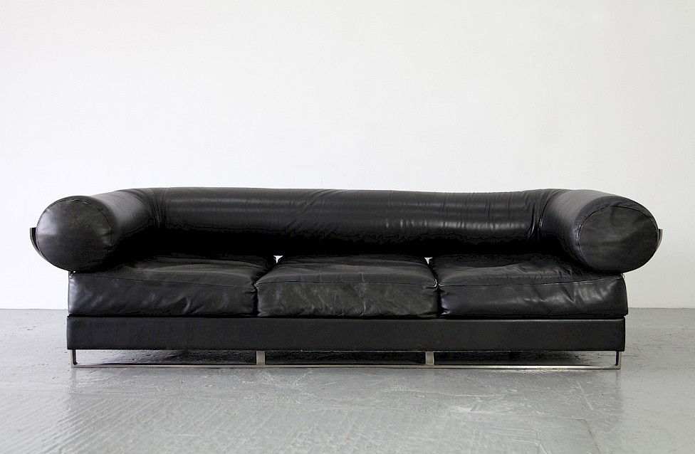 Mid Century Modern Jacques Charpentier Real Leather Lounge Sofa - Made in France_2