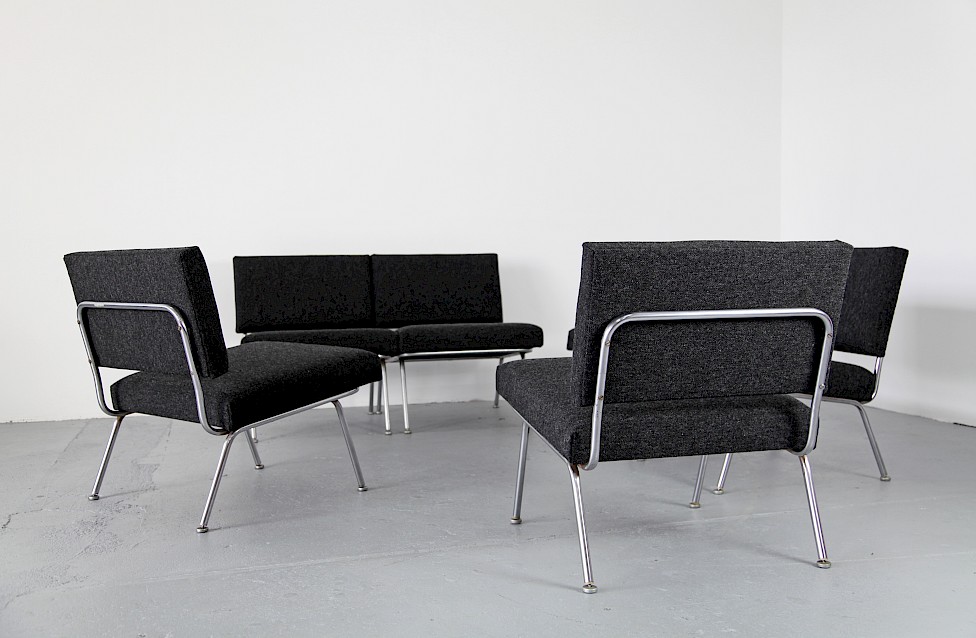 Seating Group with six Easy Chairs Model 31 by Florence Knoll for Knoll International - with Kvadrat Hallingdal_3