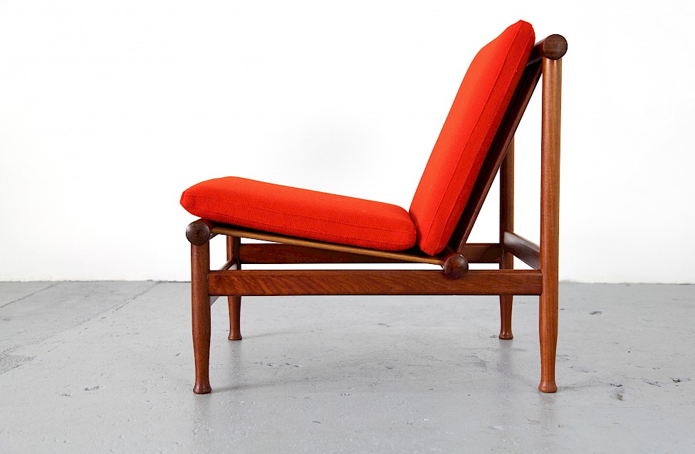 Danish Modern Teak Easy Chair Model 501 by Kai Lyngfeld Larsen for Søborg Møbelfabrik with Kvadrat Hallingdal - Made in Denmark_4