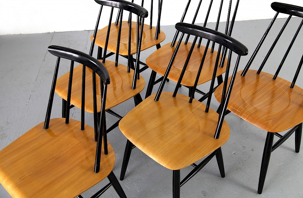 6 Dining Chairs / Stühle model Fanett by Ilmari Tapiovaara for Asko 1949 - Made in Sweden_5
