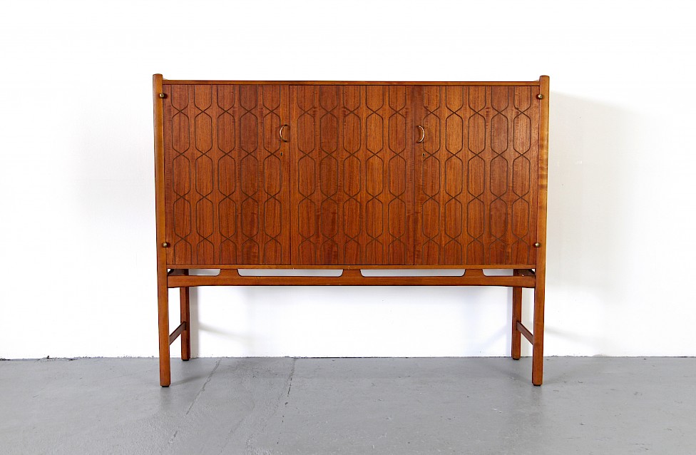 Teak Sideboard Highboard by David Rosén for NK Nordiska Kompaniet with Brass - Made in Denmark_1