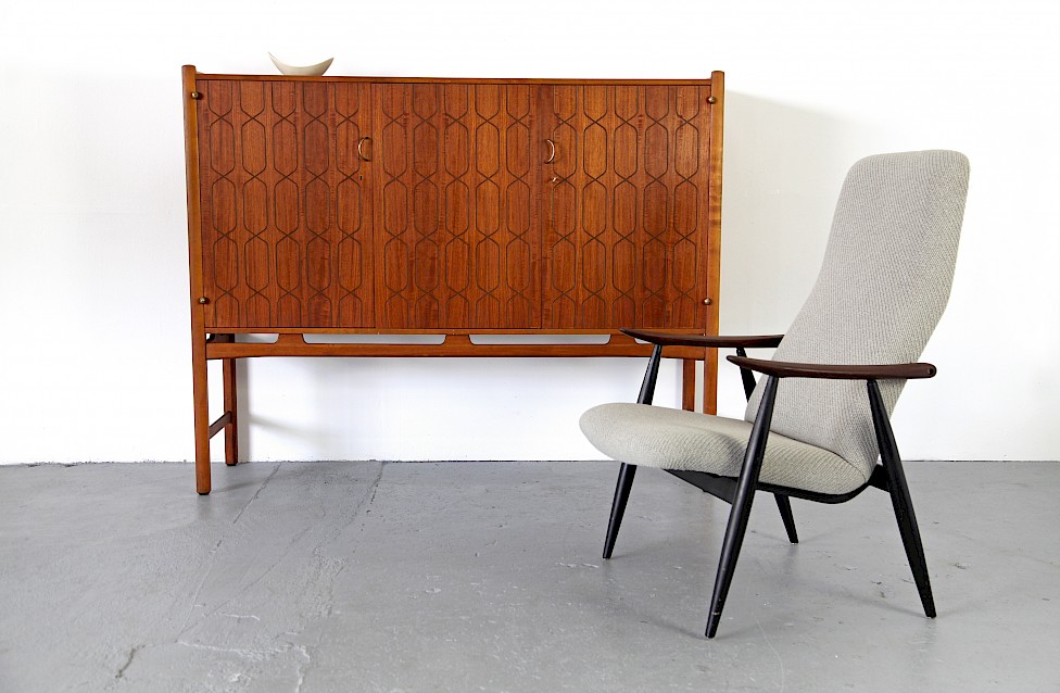 Teak Sideboard Highboard by David Rosén for NK Nordiska Kompaniet with Brass - Made in Denmark_11