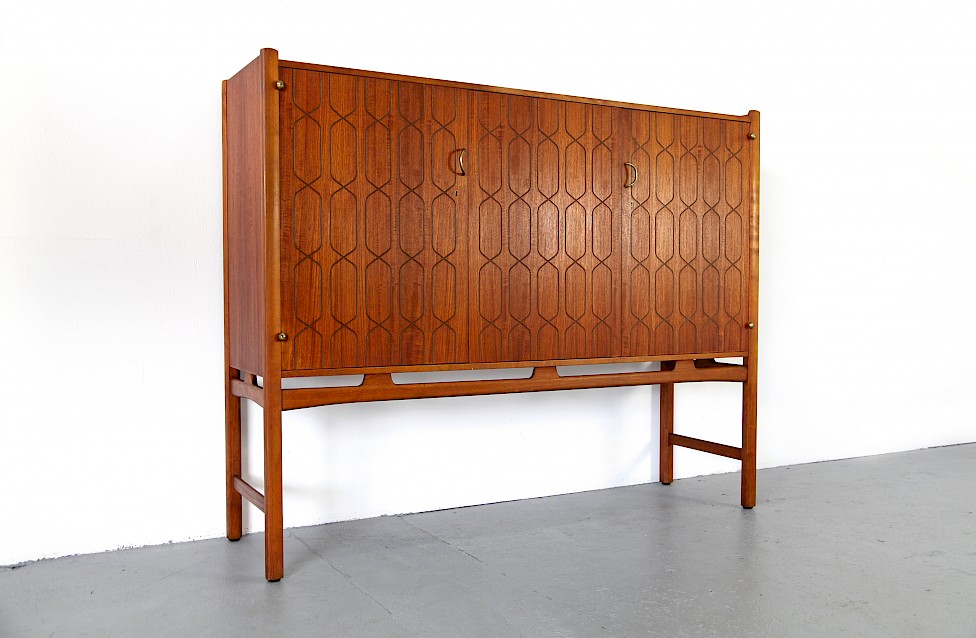 Teak Sideboard Highboard by David Rosén for NK Nordiska Kompaniet with Brass - Made in Denmark_2