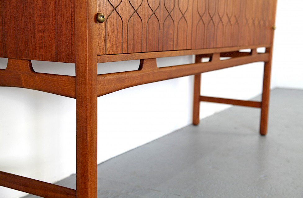 Teak Sideboard Highboard by David Rosén for NK Nordiska Kompaniet with Brass - Made in Denmark_3