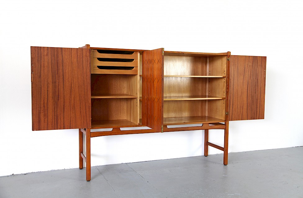 Teak Sideboard Highboard by David Rosén for NK Nordiska Kompaniet with Brass - Made in Denmark_8