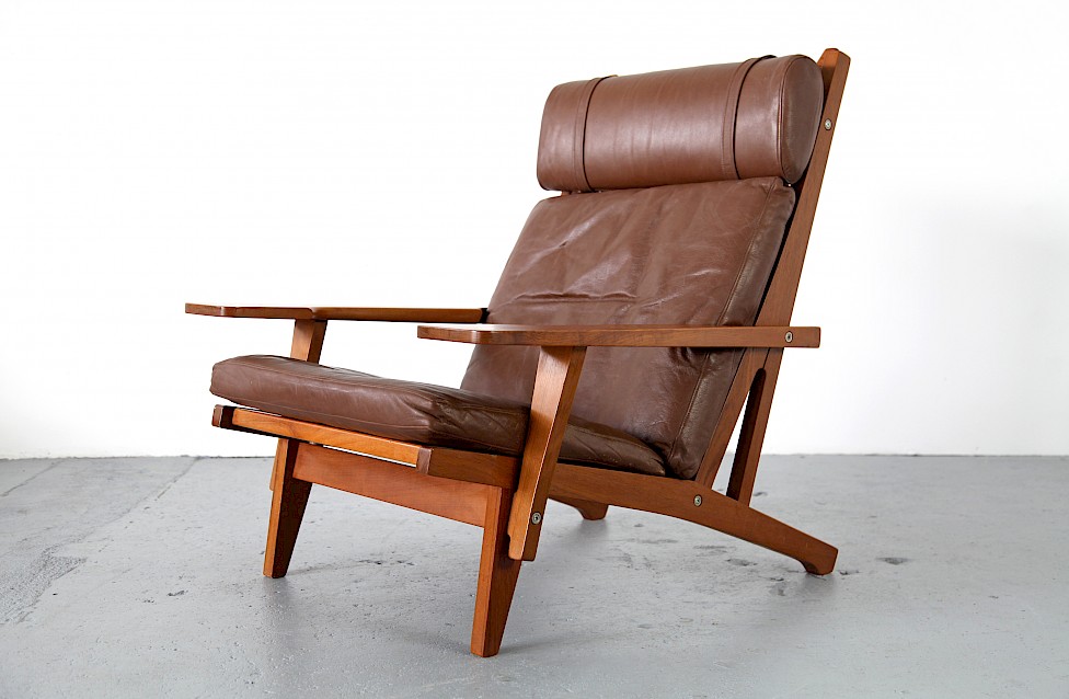 Teak and Leather Lounge Chair with Ottoman G-375 by Hans J Wegner for Getama Made in Denmark_11