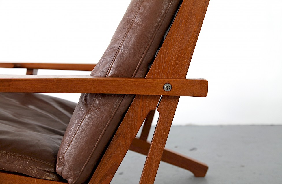 Teak and Leather Lounge Chair with Ottoman G-375 by Hans J Wegner for Getama Made in Denmark_6