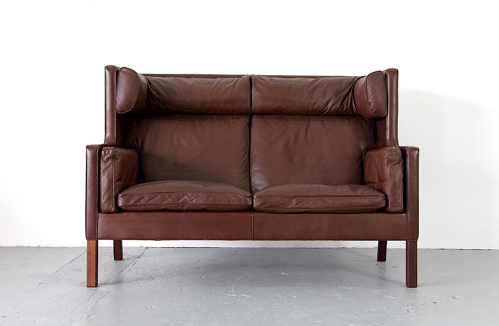 Teak and Leather Two Seater Highback Sofa model 2192 by Børge Mogensen for Fredericia Stolefabrik - Made in Denmark_Gallery