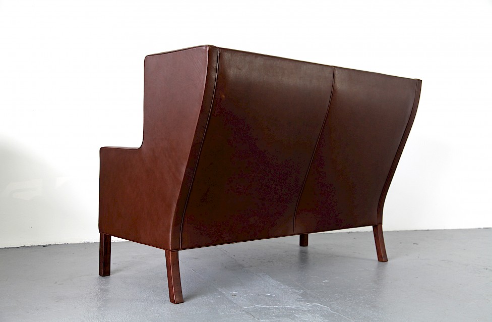 Teak and Leather Highback Two Seater modell 2192 by Børge Mogensen for Fredericia Stolefabrik - Made in Denmark_12