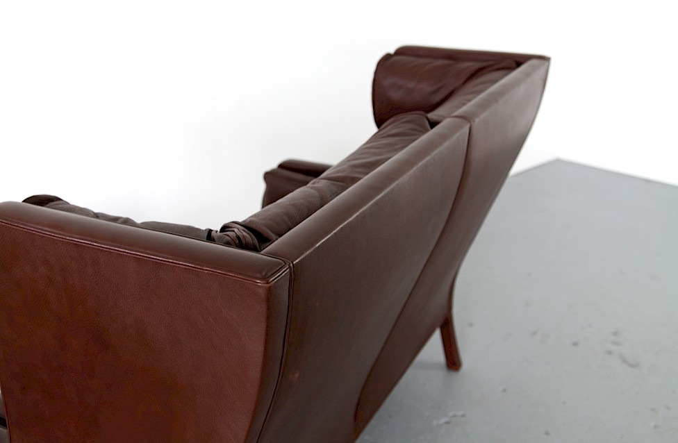 Teak and Leather Highback Two Seater modell 2192 by Børge Mogensen for Fredericia Stolefabrik - Made in Denmark_13