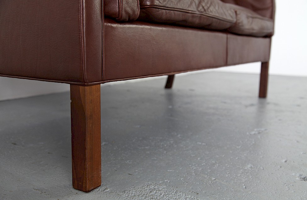 Teak and Leather Highback Two Seater modell 2192 by Børge Mogensen for Fredericia Stolefabrik - Made in Denmark_8