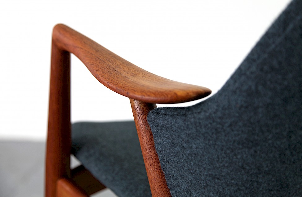 Danish Modern Teak Arm Chair with Kvadrat Upholstery Fabric - Made in Denmark_2_10