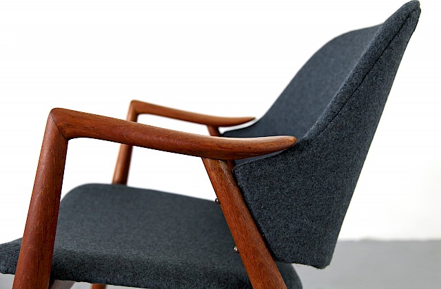 Danish Modern Teak Arm Chair with Kvadrat Upholstery Fabric - Made in Denmark_2_Gallery