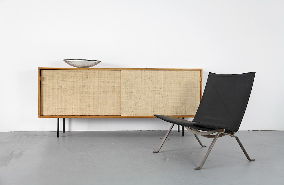 Walnut and Seegras Sideboard Model 116 by Florence Knoll for Knoll International Mid Century Modern_2