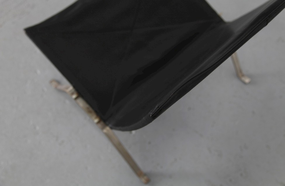 Lounge Easy Chair Leather black Model PK-22 by Poul Kjearholm for E Kold Christensen Denmark_4