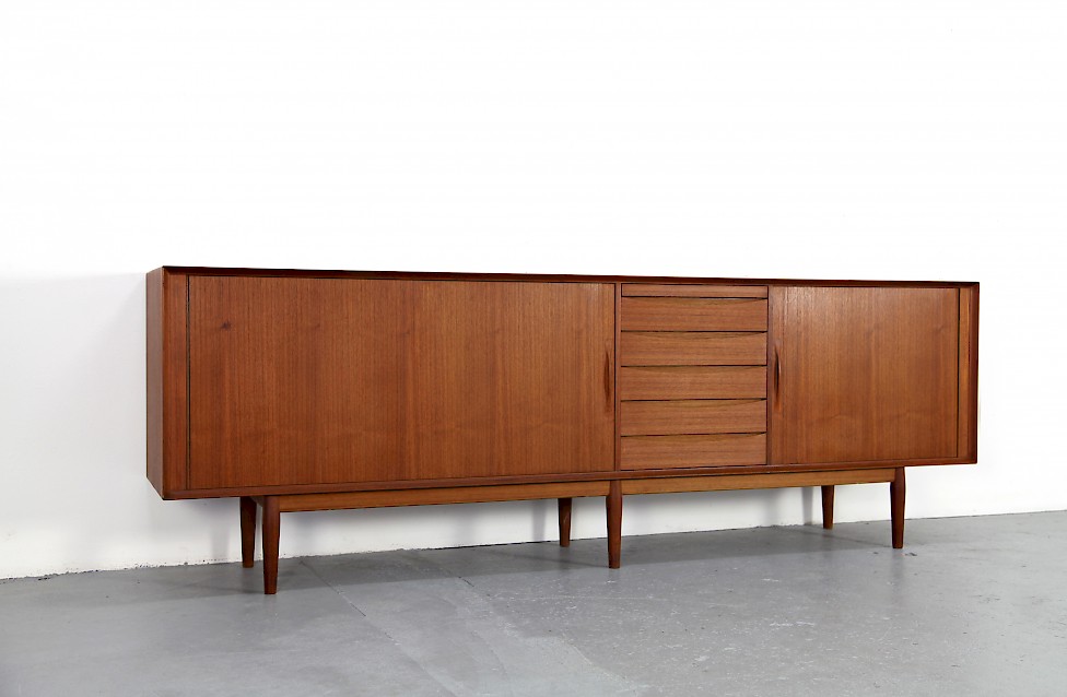 Danish Modern Teak Sideboard with rolling doors by Arne Vodder for Sibast Denmark_1