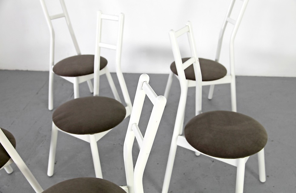 6 Dining Chairs Holz Wood Stuehle Model Faun by Vico Magistretti for Rosenthal - Made in Germany_9