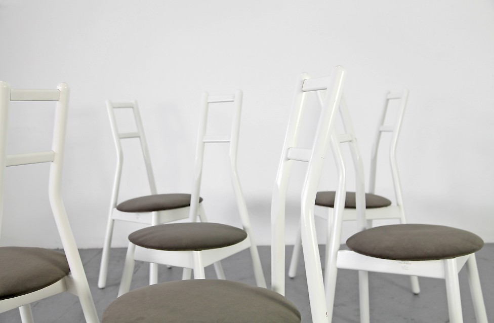 6 Dining Chairs Holz Wood Stuehle Model Faun by Vico Magistretti for Rosenthal - Made in Germany_11