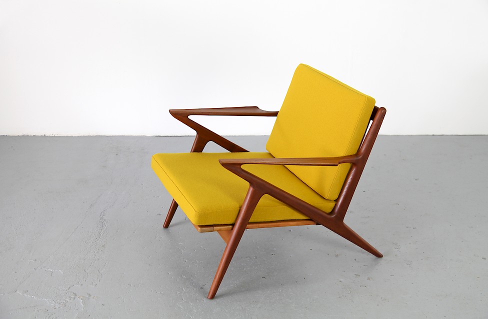 Design Klassiker Z-Chair von Poul Jensen fuer Haslev - Kvadrat Hallingdal gelb Denmark_11