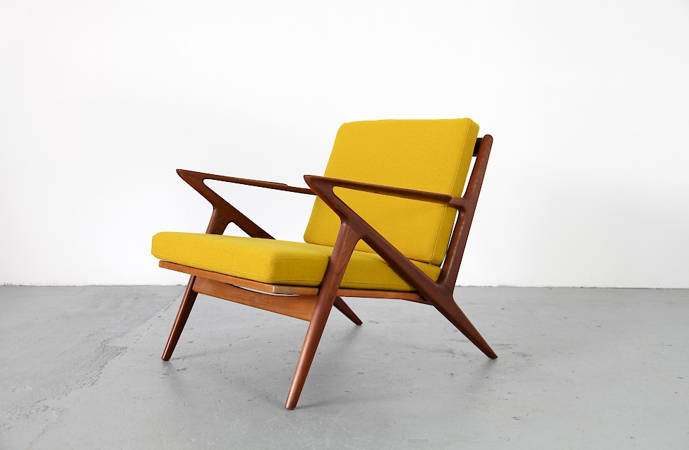 Design Klassiker Z-Chair von Poul Jensen fuer Haslev - Kvadrat Hallingdal gelb Denmark_10