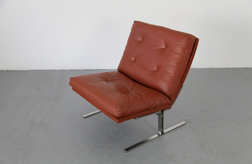 Mid Century brown Leather easy chair made in denmar by Centrum mobler_5