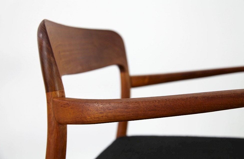 Filigree Teak Wood Dining Chairs from Denmark by Niels O Møller with new upholstery fabric_5