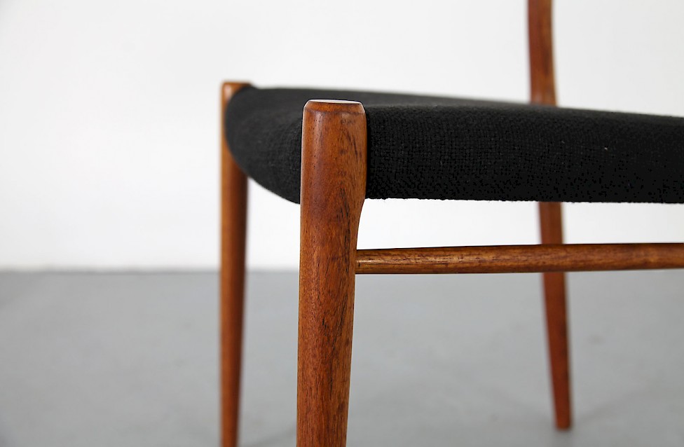 Filigree Teak Wood Dining Chairs from Denmark by Niels O Møller with new upholstery fabric_9