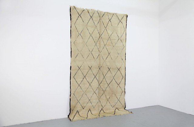 Vintage Berber Wool Carpet / Diamond Pattern