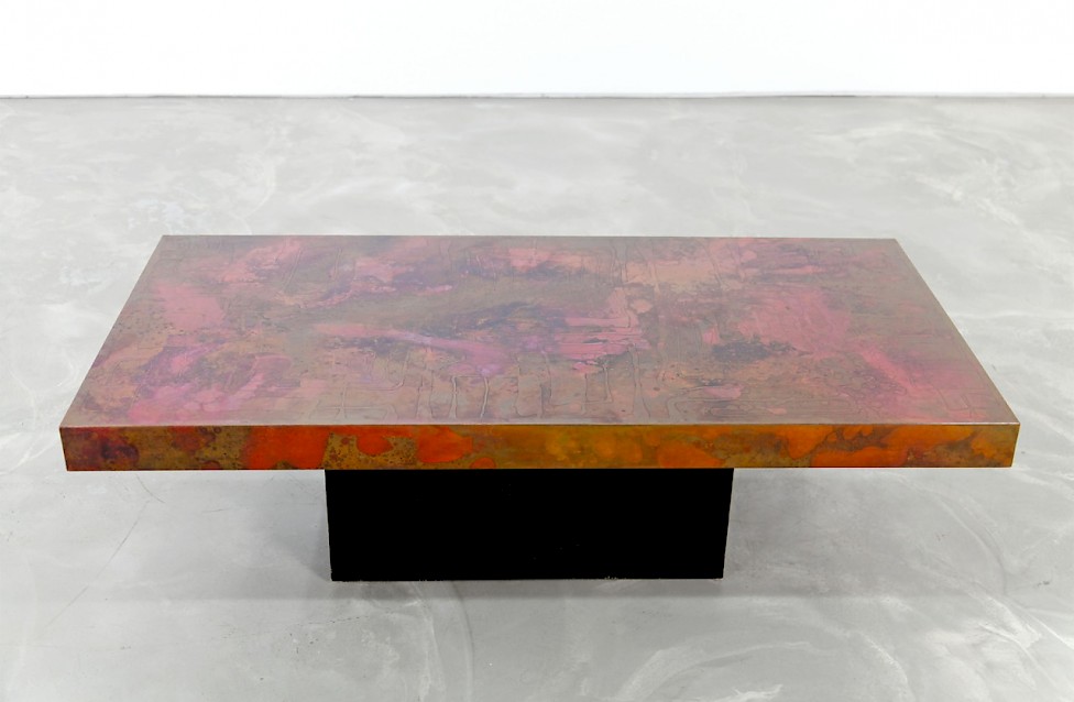 Etched & Fire Oxidized Copper Coffee Table