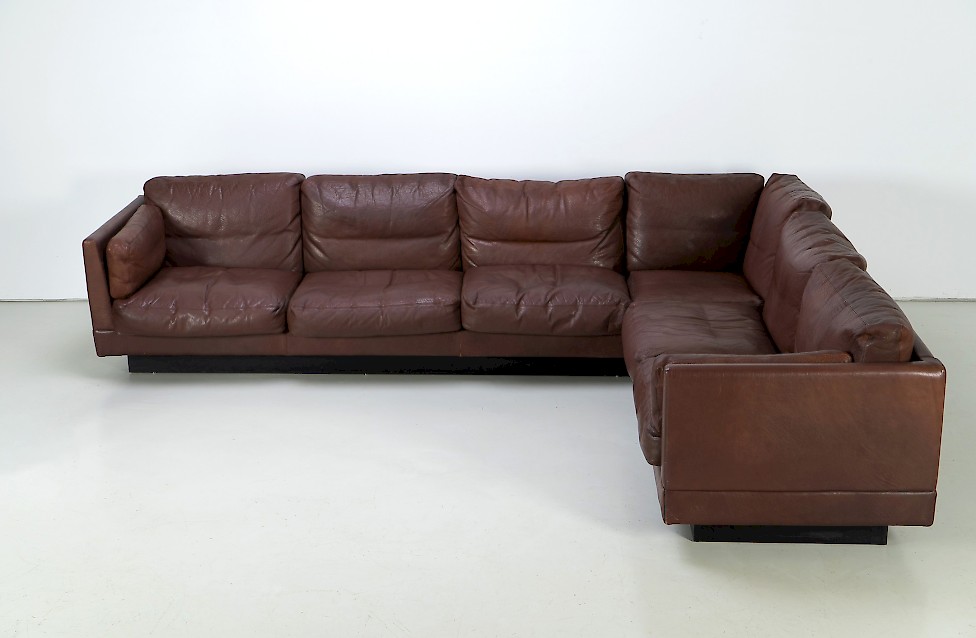 Large Vintage Leather Suite Sofa
